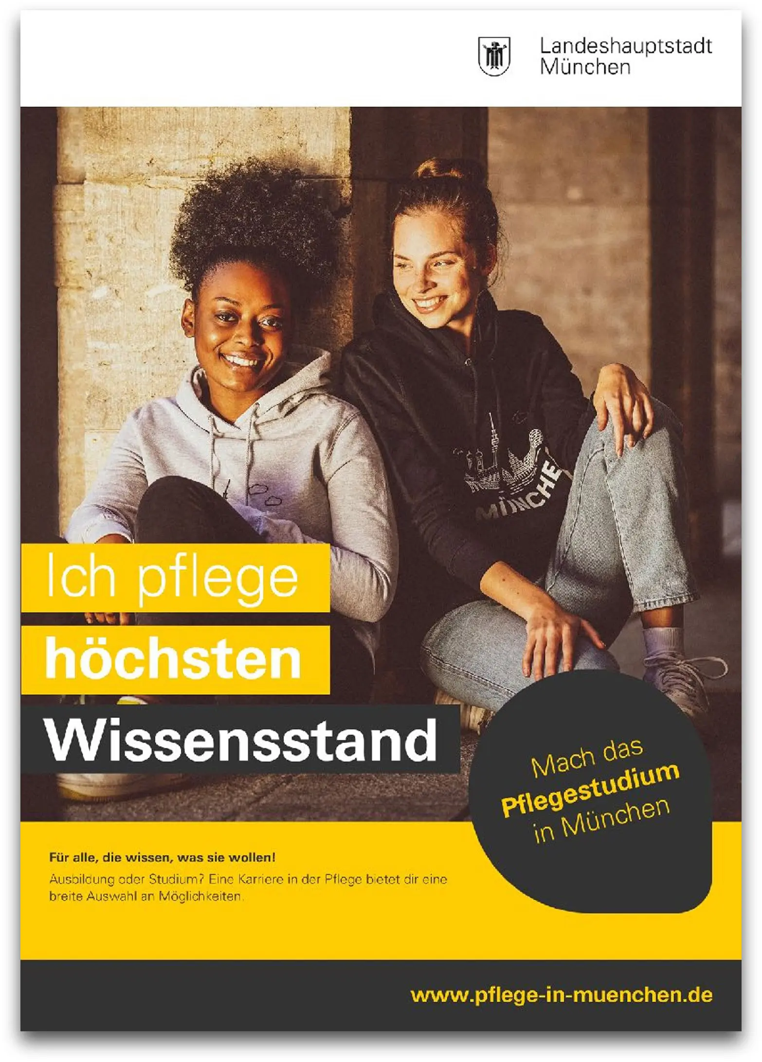 Plakat der Münchner Pflegekampagne: „Ich pflege höchsten Wissensstand“